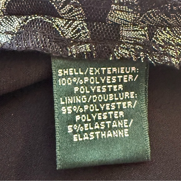 Lauren Ralph Lauren Cocktail Dress Size 6 Scalloped Metallic Lace Event Evening - Picture 7 of 9